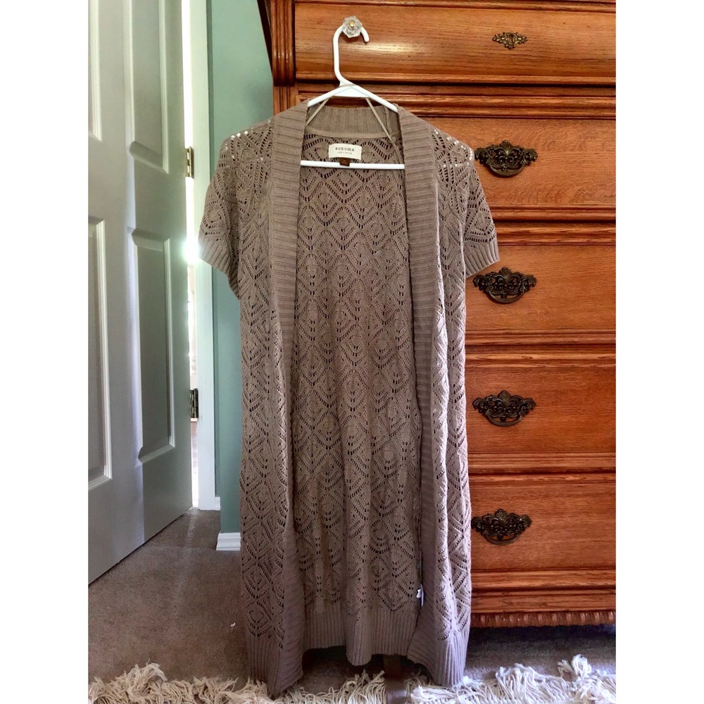BNWOT Beige Knit Short Sleeve Cardigan